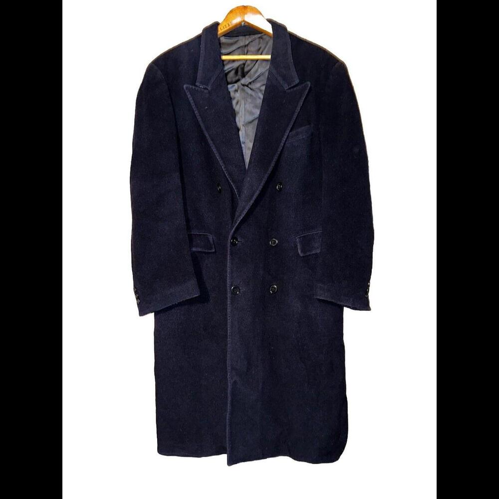 FER7  Wool Cashmere Mens Peacoat Sz 52 Blue